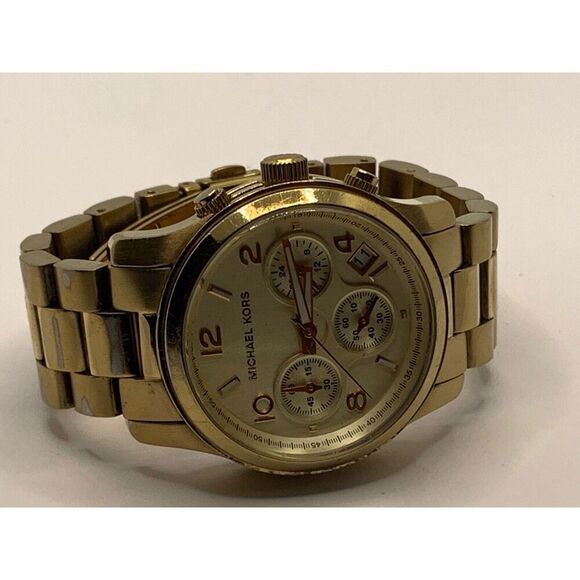 Michael Kors MK5055 Unisex Gold Stainless Steel Analog Dial Quartz Watch NA13 - Picture 6 of 11